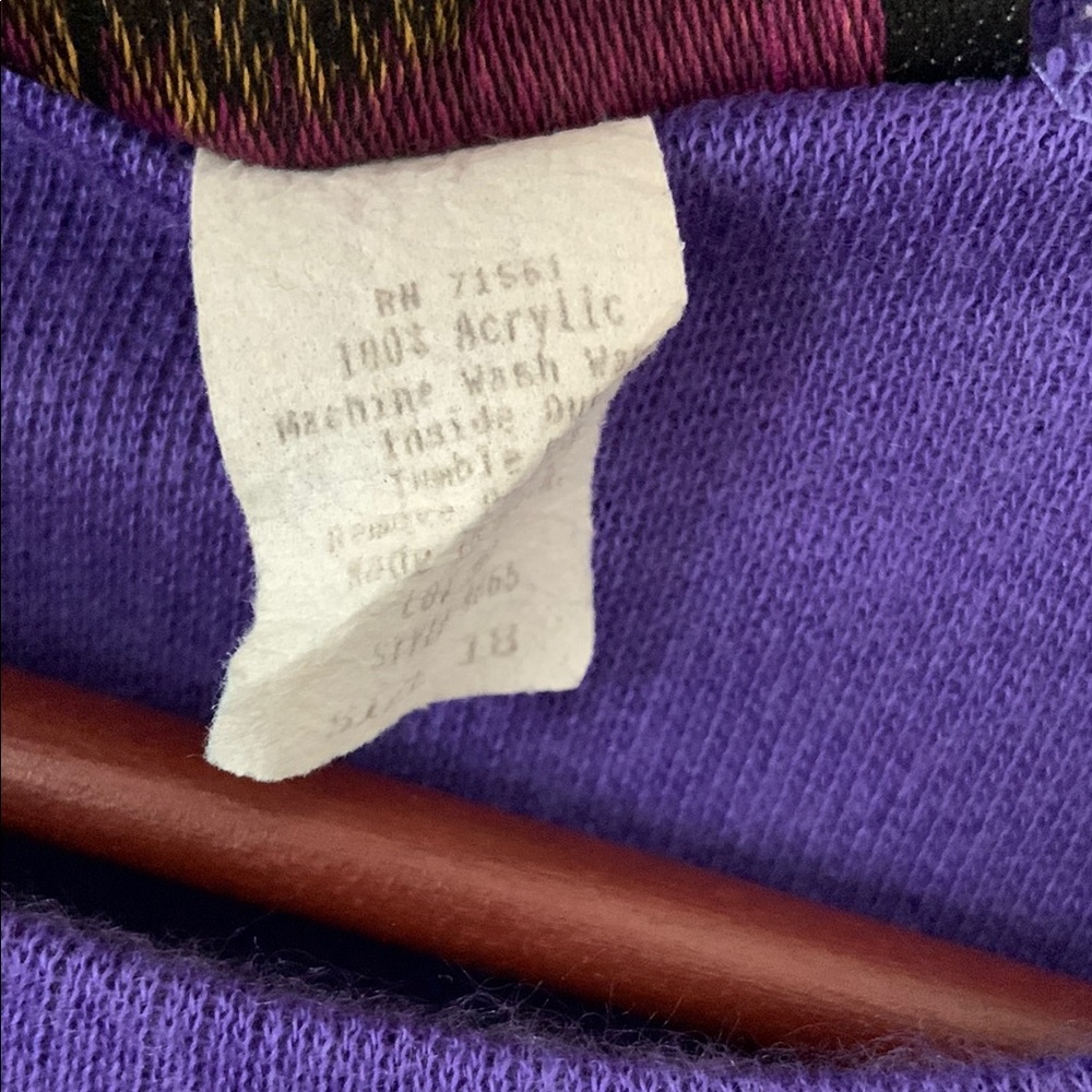 Vintage Diana Marco Purple Teal Geometric Print Sweater - Picture 6 of 7